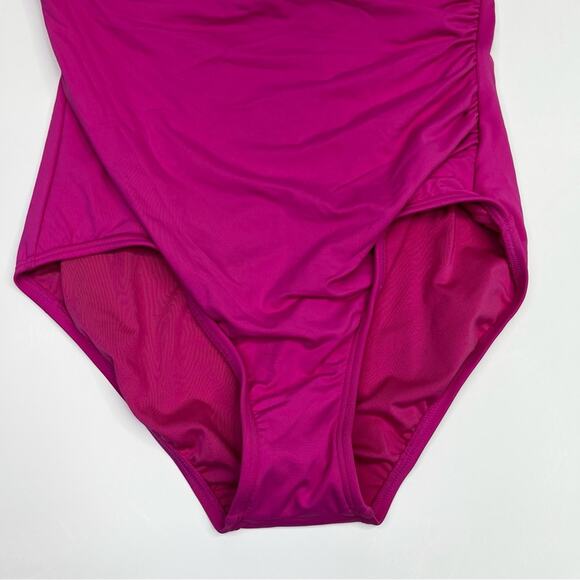 MICHAEL Michael Kors One Shoulder One Piece swimsuit pink cerise - 14 - Picture 5 of 12